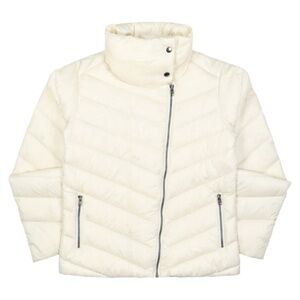 Patagonia Women's Prow Down Filled Asymmetrical Jacket Cream Moto Style Small